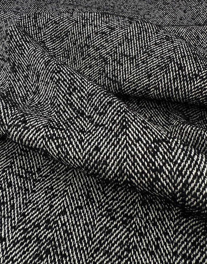 Graphite Herringbone Woven Coating Fabric, Light & Lush