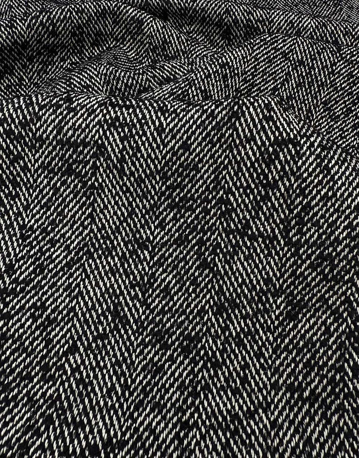 Graphite Herringbone Woven Coating Fabric, Light & Lush