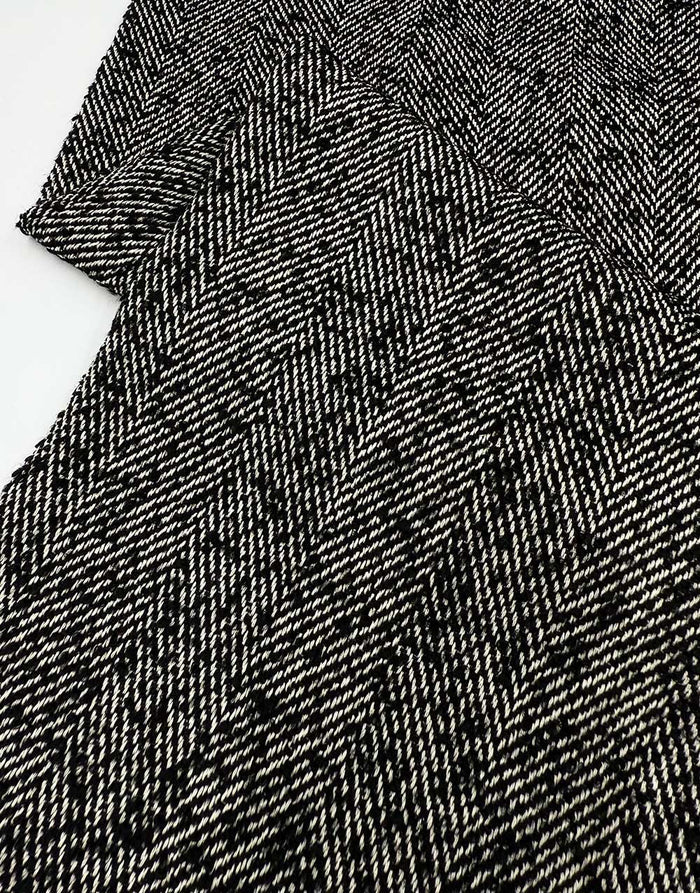 Graphite Herringbone Woven Coating Fabric, Light & Lush