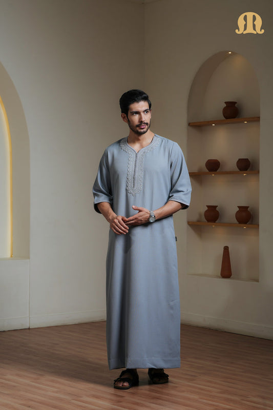 Grey Naqi Moroccan Thobe Mens