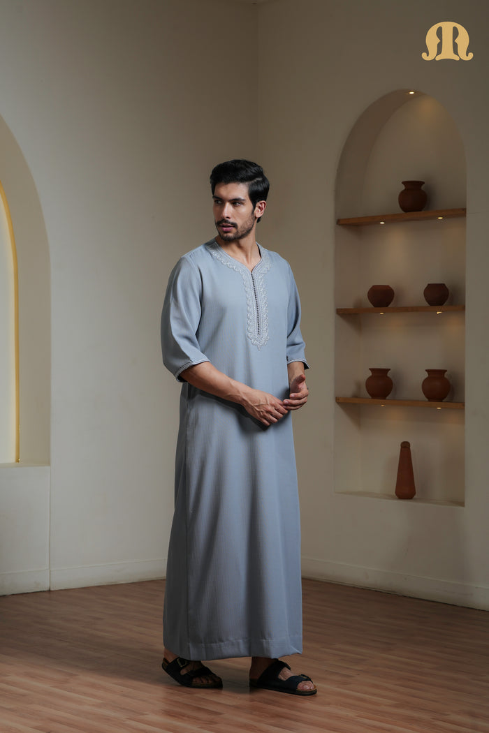 Grey Naqi Moroccan Thobe Mens