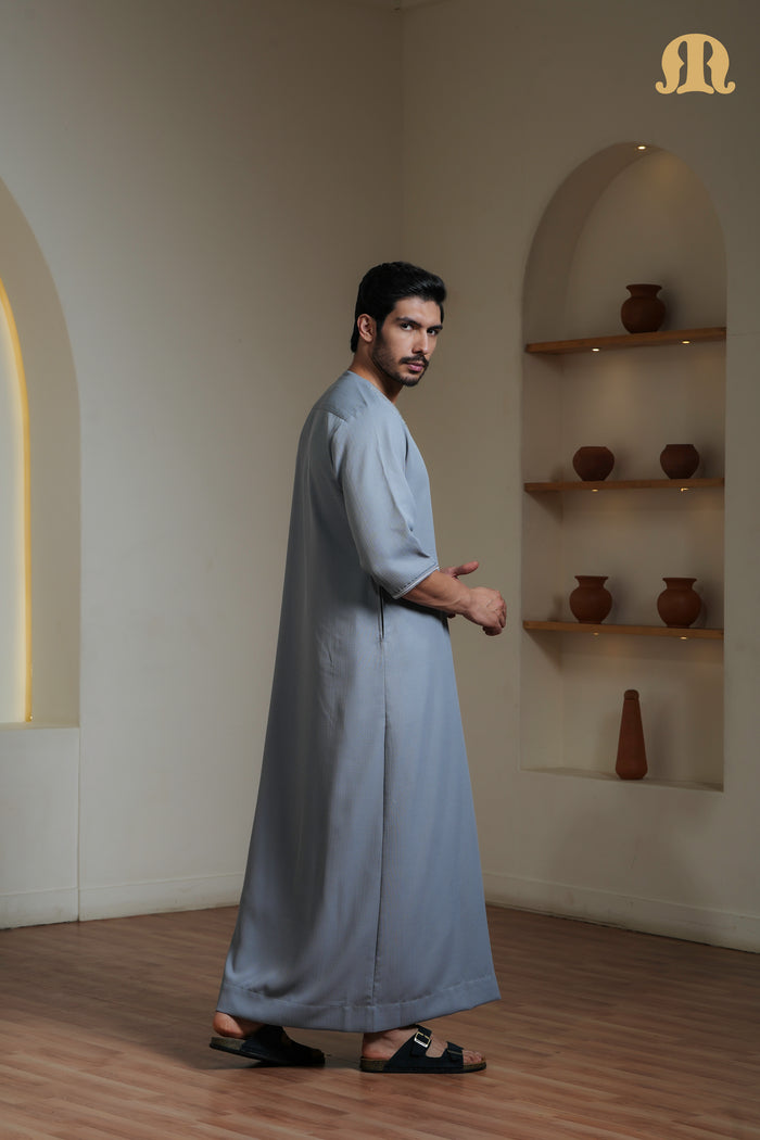 Grey Naqi Moroccan Thobe Mens