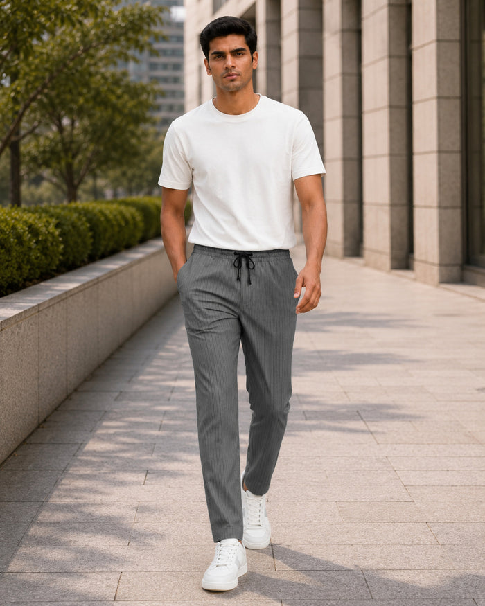 Grey Solid Pyjamas Pants For Men