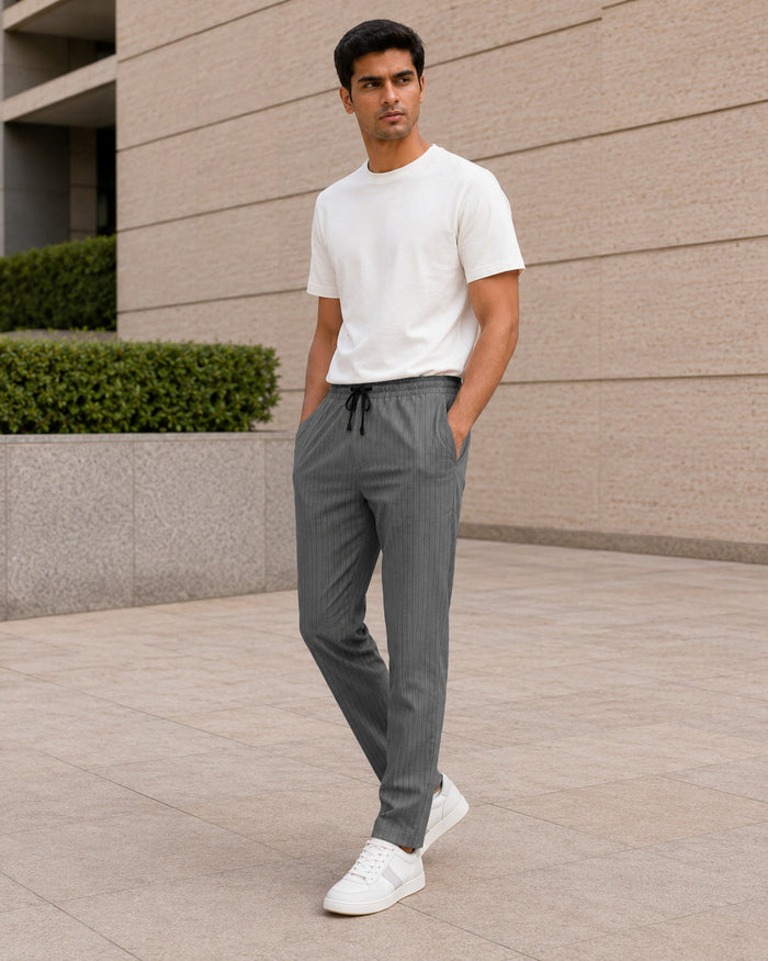 Grey Solid Pyjamas Pants For Men