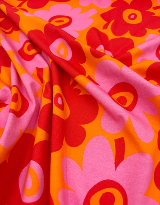 Hot Bloom Cotton Jersey Fabric