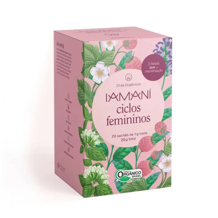 IAMANI | Chá Orgânico Ciclos Femininos - TPM e Menstruação (Caixa com 20 sachês)