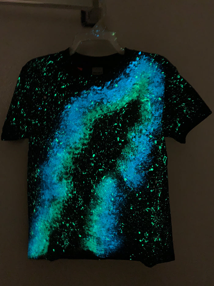 Kids Blue/Green Galaxy Glow in the Dark Tee
