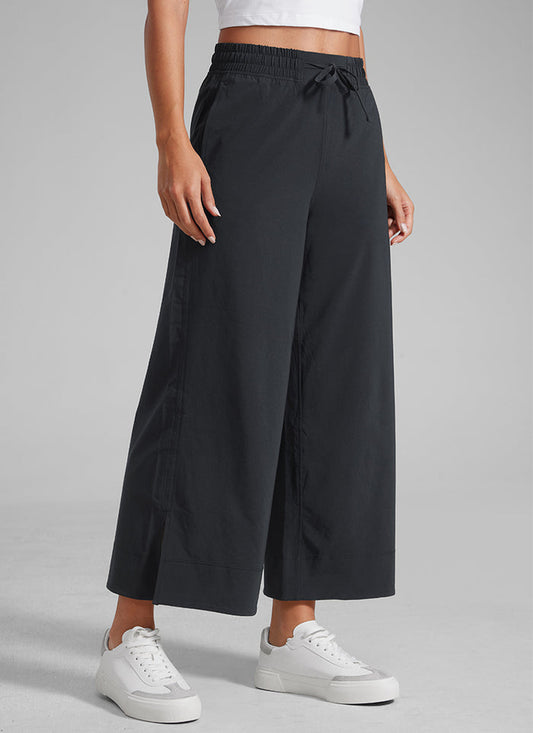CRZ YOGA Women's  Causal High Waisted Wide Leg Pockets Pants 25'' Graphite Grey