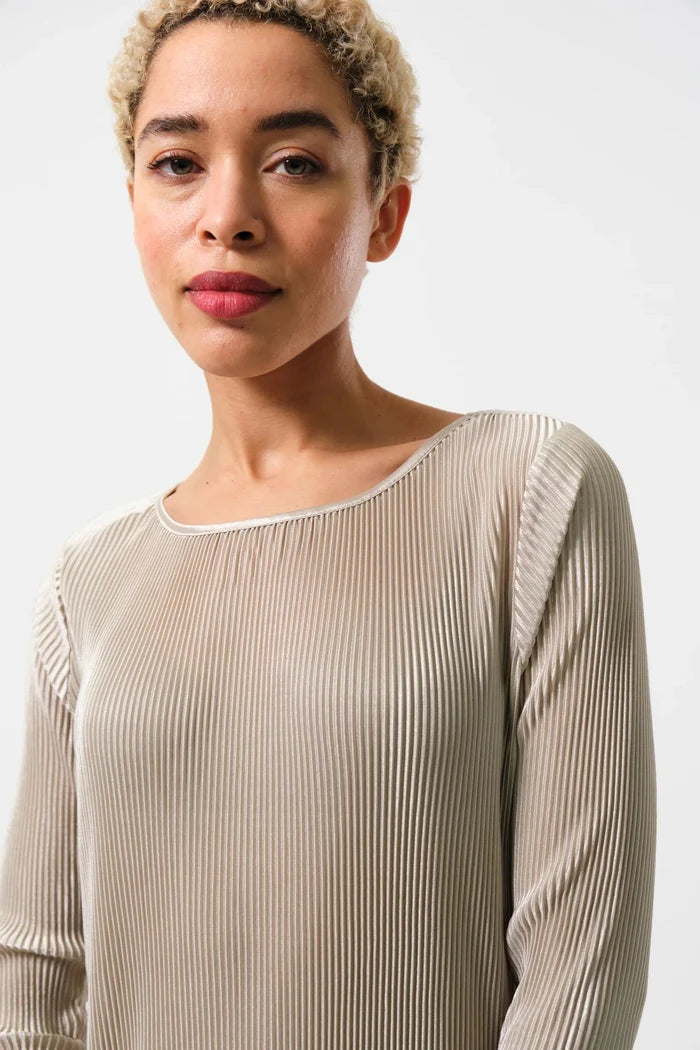 Joeva Pleated Midi Dress Stone