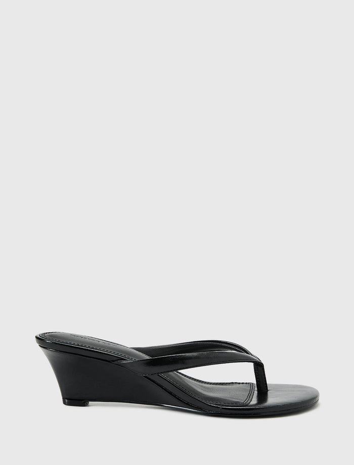 Juliana Thong Wedge Heel Black Forever New