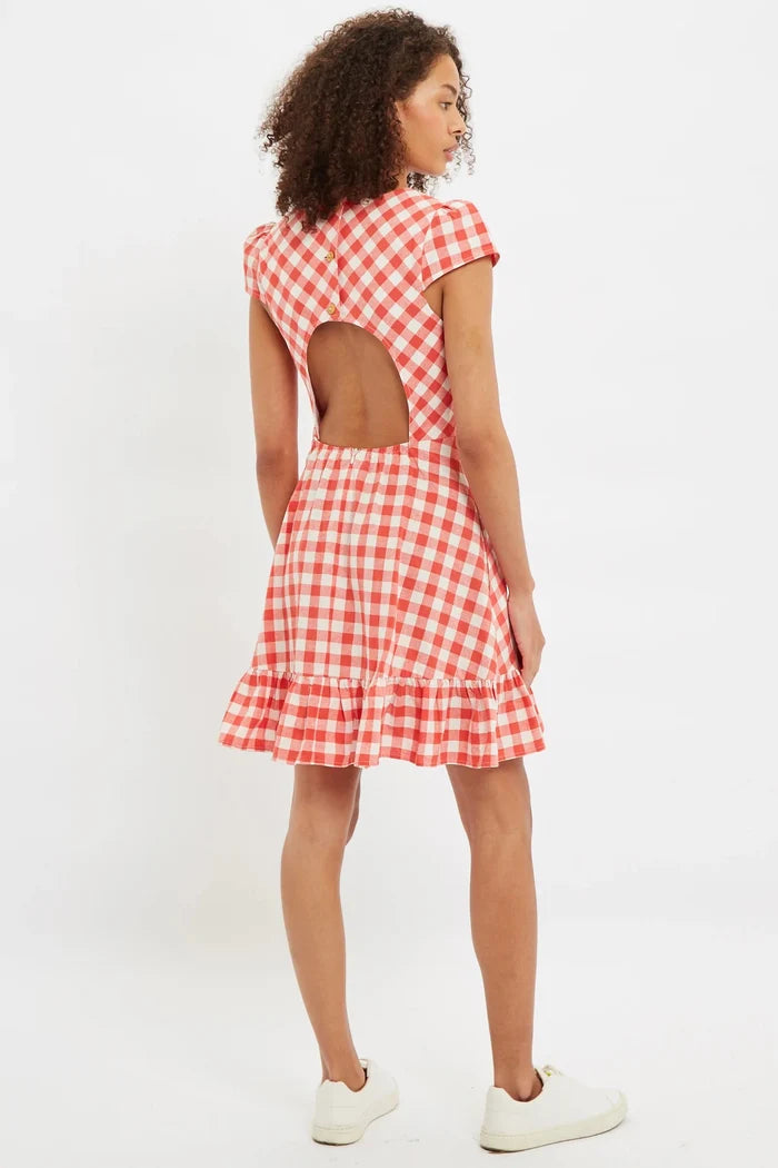 Kare Picnic Check Cap Sleeve Mini Dress – Red - Bascora