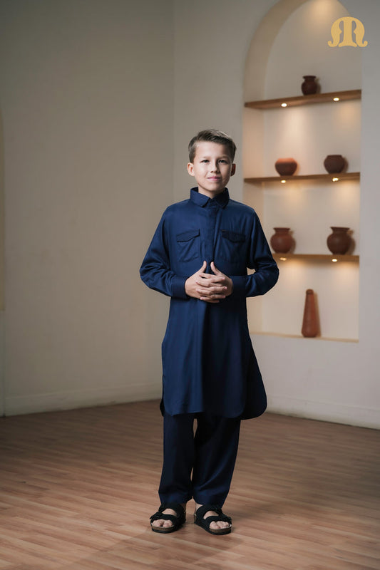 Kikan Blue Pathani Set Kids
