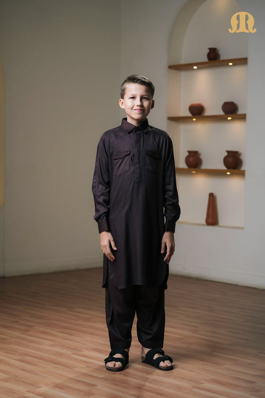 Kikan Brown Pathani Set Kids