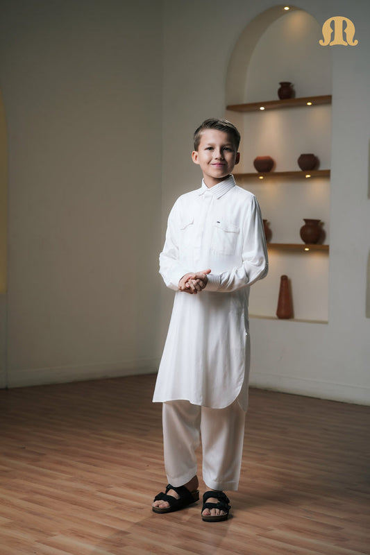 Kikan White Pathani Set Kids