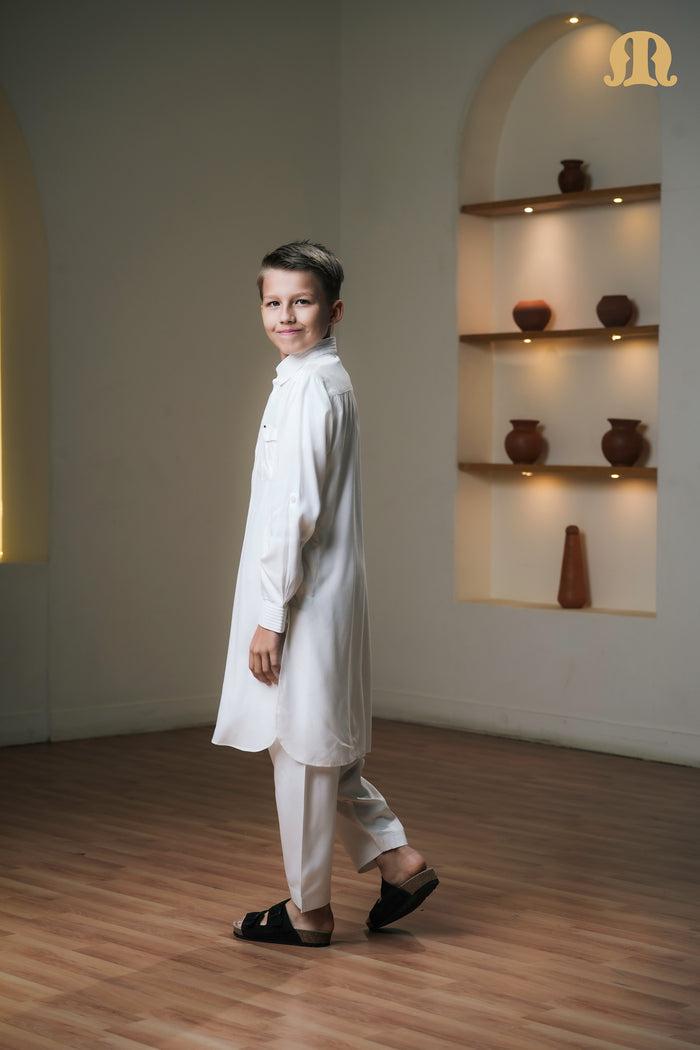 Kikan White Pathani Set Kids