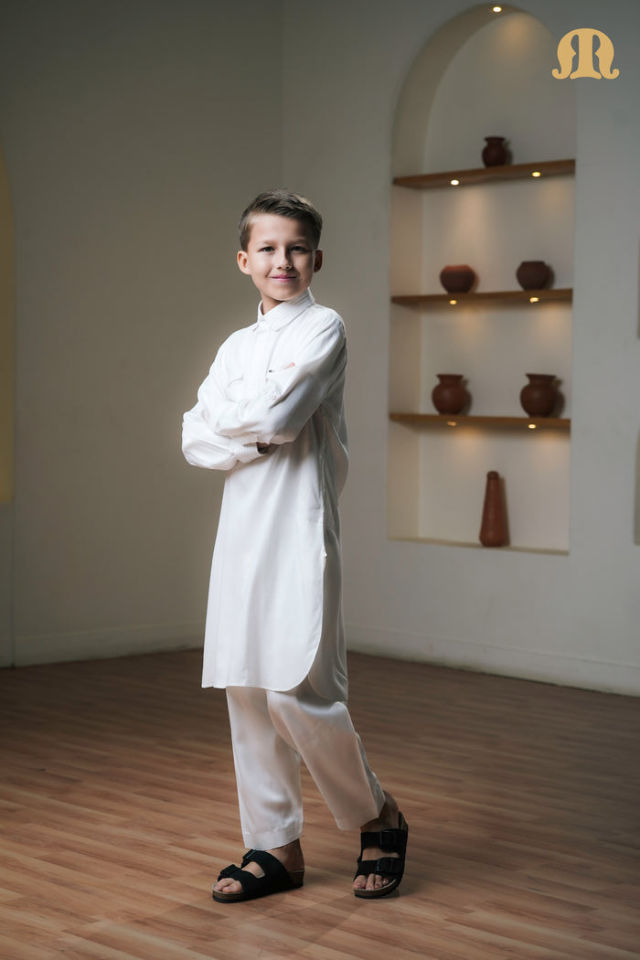 Kikan White Pathani Set Kids
