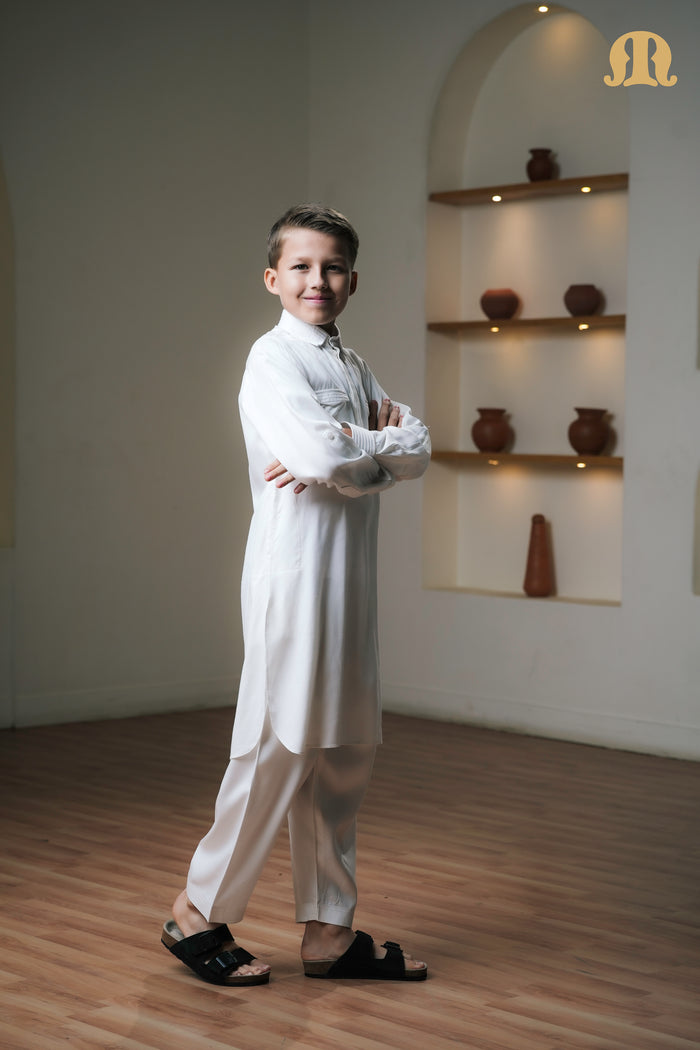 Kikan White Pathani Set Kids