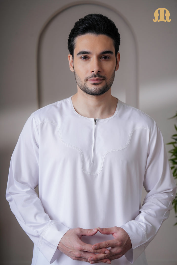 Kurvig Omani 2.0 White Thobe Mens