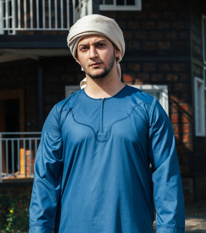 Kurvig Omani Thobe Blue For Men