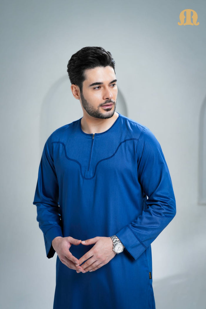 Kurvig Omani Thobe Blue For Men