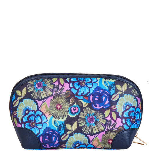 Women's floral cosmetic pouch and travel makeup bag for daily use