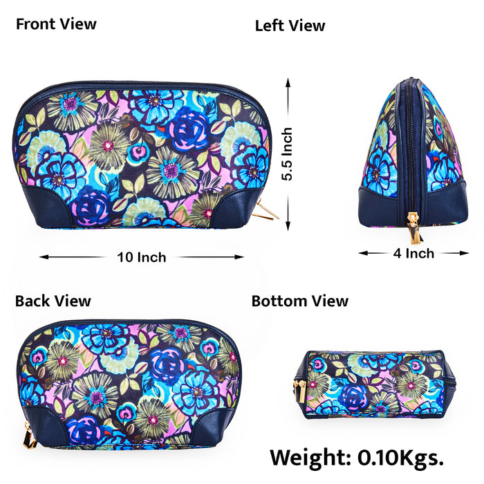 Women's floral cosmetic pouch and travel makeup bag for daily use-infographic image