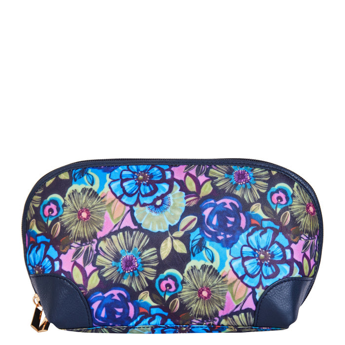 Women's floral cosmetic pouch and travel makeup bag for daily use-back view