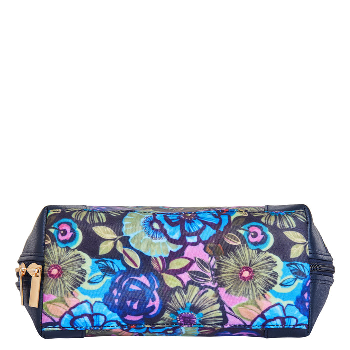 Women's floral cosmetic pouch and travel makeup bag for daily use-bottom view