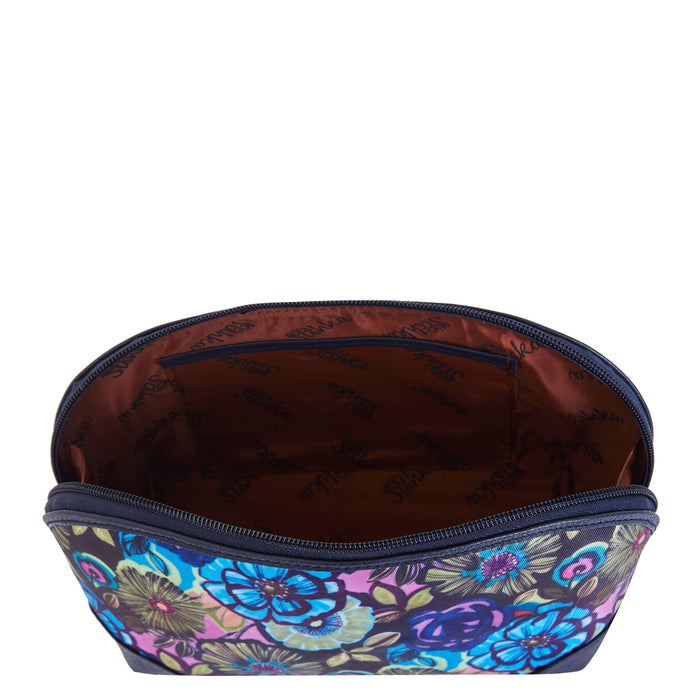 Women's floral cosmetic pouch and travel makeup bag for daily use-interior view