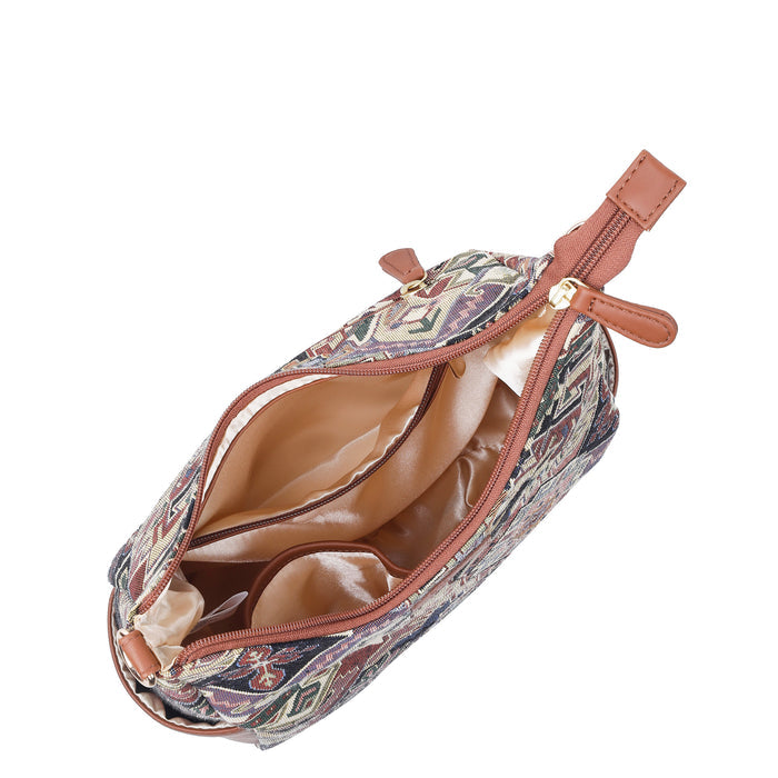 Women’s geometric tapestry vegan‑leather hobo crossbody bag for travel, office, work, and everyday use — Canada & USA-inner view