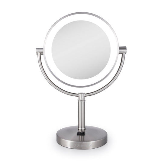 Zadro LEDVR410 705004422949 product photo front view, laguna lighted makeup mirror with magnification in front of a white background
