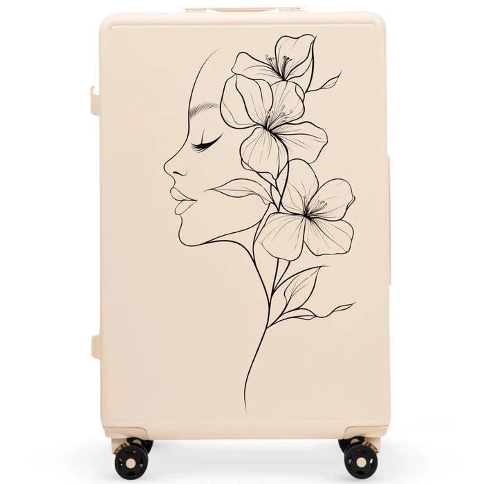 Walizka duża Wings ABS+ 28" Customized DIRTY WHITE FLOWER customized