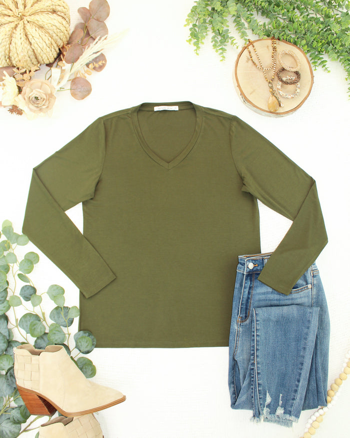 Larissa Long Sleeve - Dark Olive by Michelle Mae