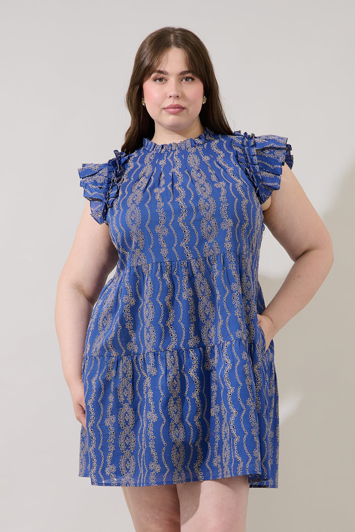 Lauren Shift Mini Dress Eyelet Curve