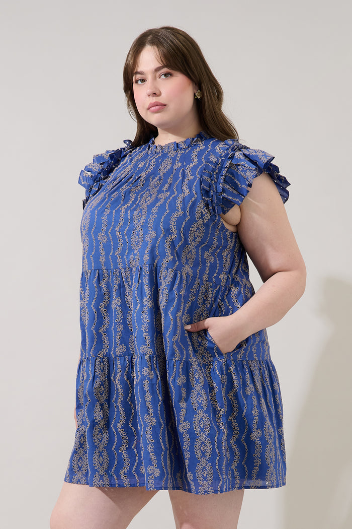 Lauren Shift Mini Dress Eyelet Curve