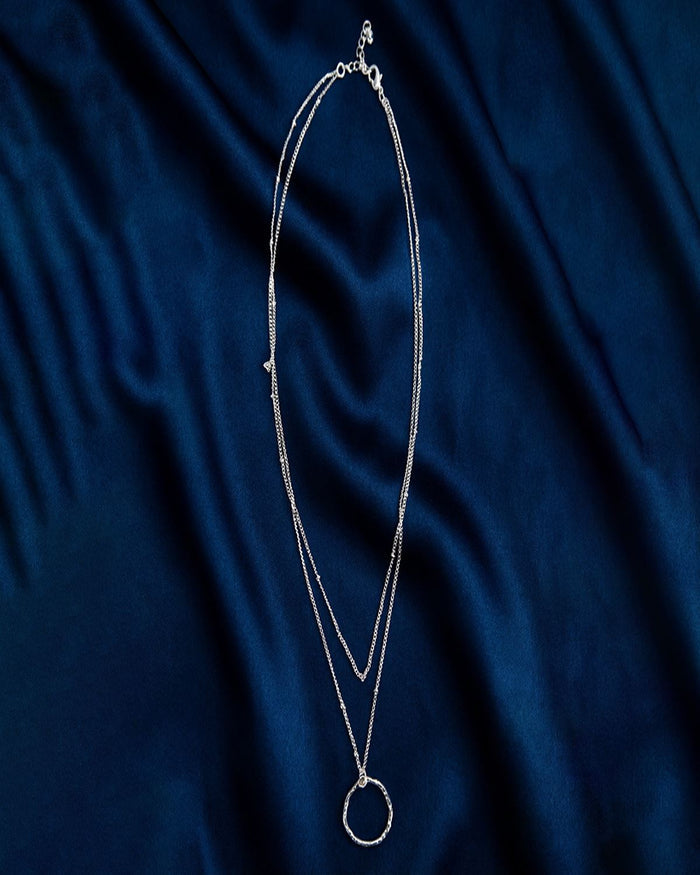 Layered Silver Plated Hoop Pendant Necklace - The Classic Boutique