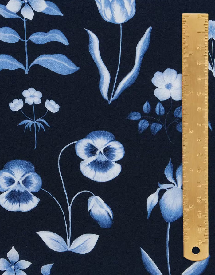 Liberty Fabrics Kensington Crepe de Chine Fabric, Floral Majesty C