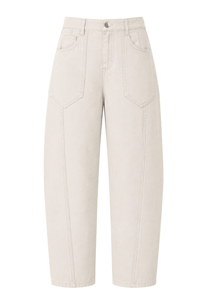 Liv Relaxed Light Barrel Leg Pant in Stone