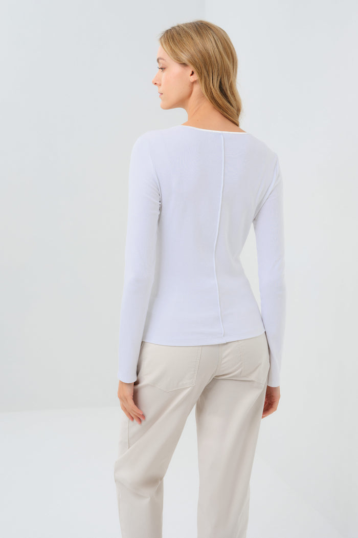 Long Sleeve Celeste Rib Top with Seam Shaping
