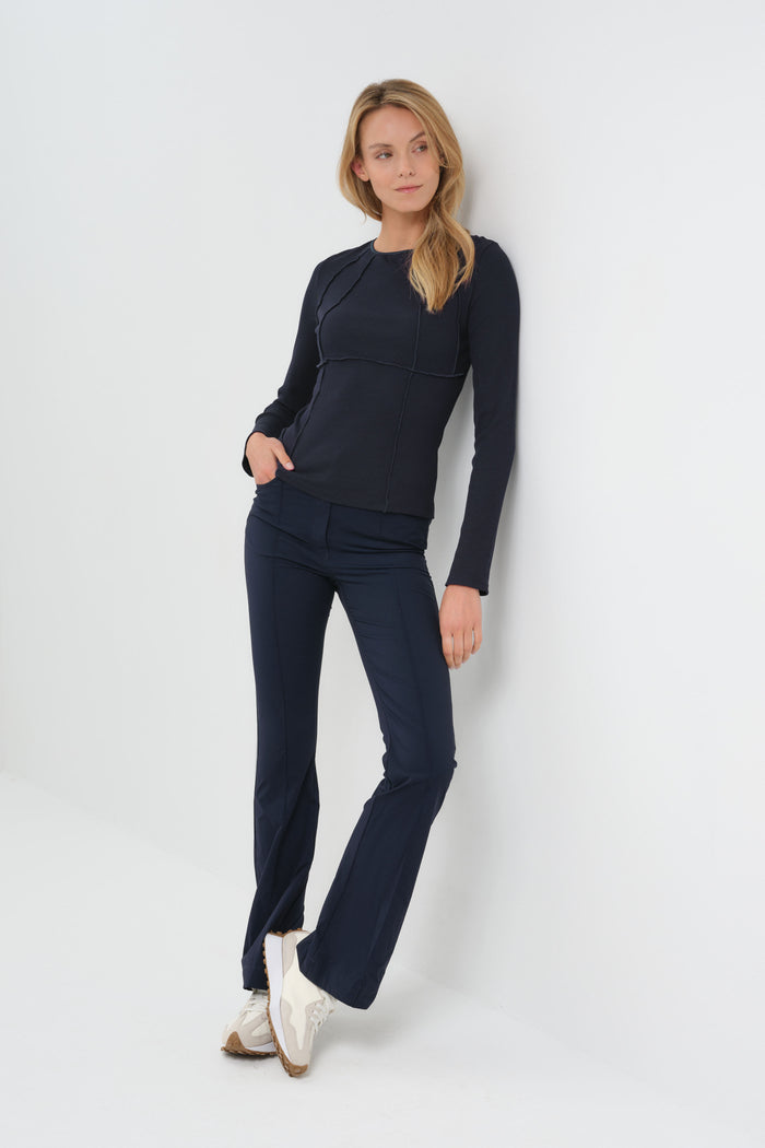 Long Sleeve Celeste Rib Top with Seam Shaping