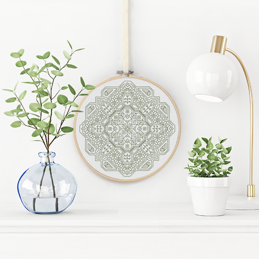 Mandala in Fern Green Blackwork Pattern by Peppermint Purple