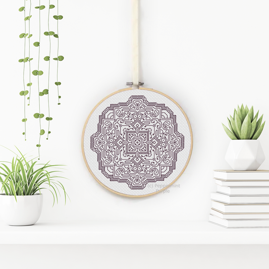 Mandala in Grape Blackwork Pattern by Peppermint Purple