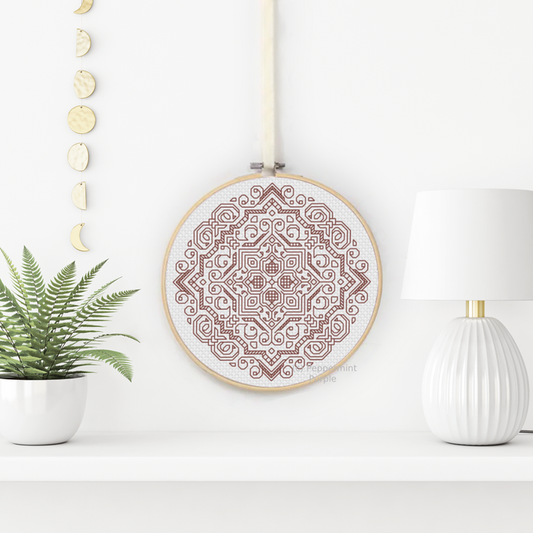 Mandala in Rosewood Blackwork Pattern by Peppermint Purple