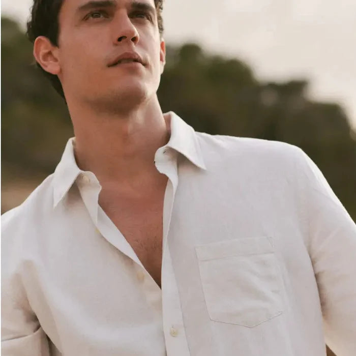 Marine Layer Men's Better-Than-Linen Shirt Long Sleeve Shirt