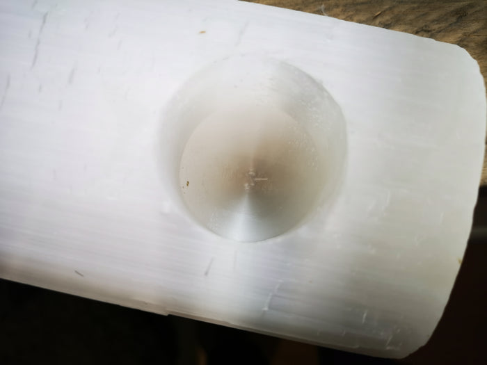 Earthstore® MASSIVE Selenite T-Light 3 HOLE Candle Holder Log 300 X 50 X 90mm 4.2kG