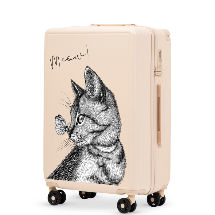 Walizka średnia Wings ABS+ 24" Customized DIRTY WHITE MEOW customized