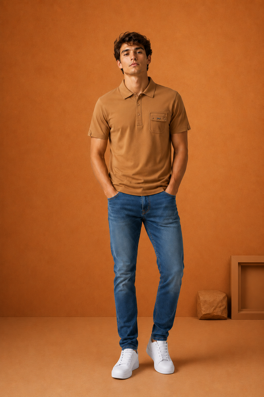 Men's Camel Brown Polo T-Shirt