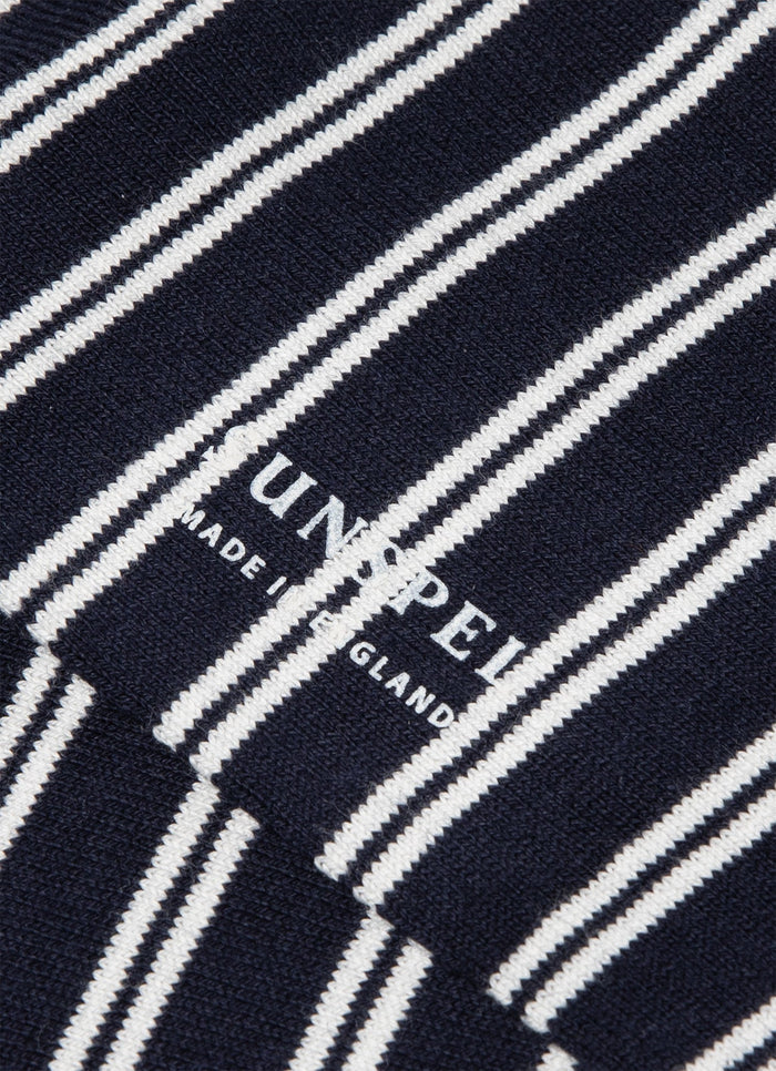 Men's Cotton Socks in Navy/Ecru