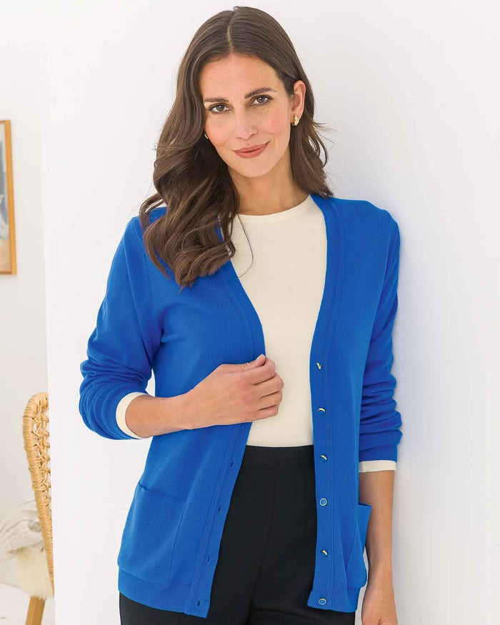 Merino Wool Cardigan - Azure - The Classic Boutique