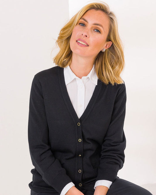 Merino Wool Cardigan - Black - The Classic Boutique